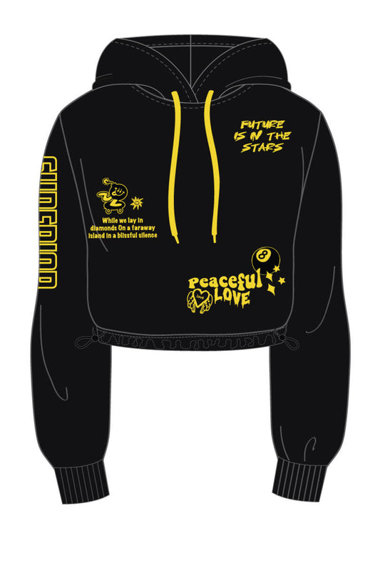 FLEECE GRAPHIC CROP HOODIE