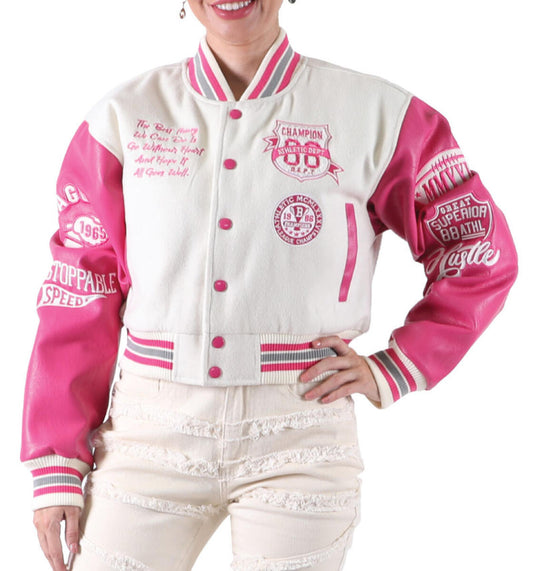 Redfox Pink Varsity Crop Jacket