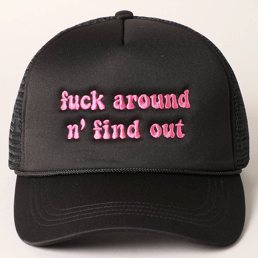 Letter Typography Embroidered Mesh Back Trucker Hat