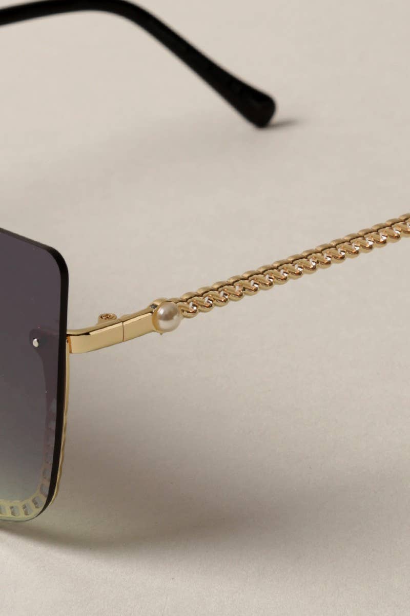 Women's Chain Rimless Frame Sunglasses
