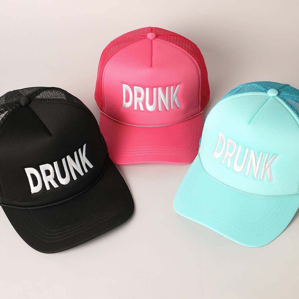 DRUNK Embroidered Mesh Back Trucker Cap