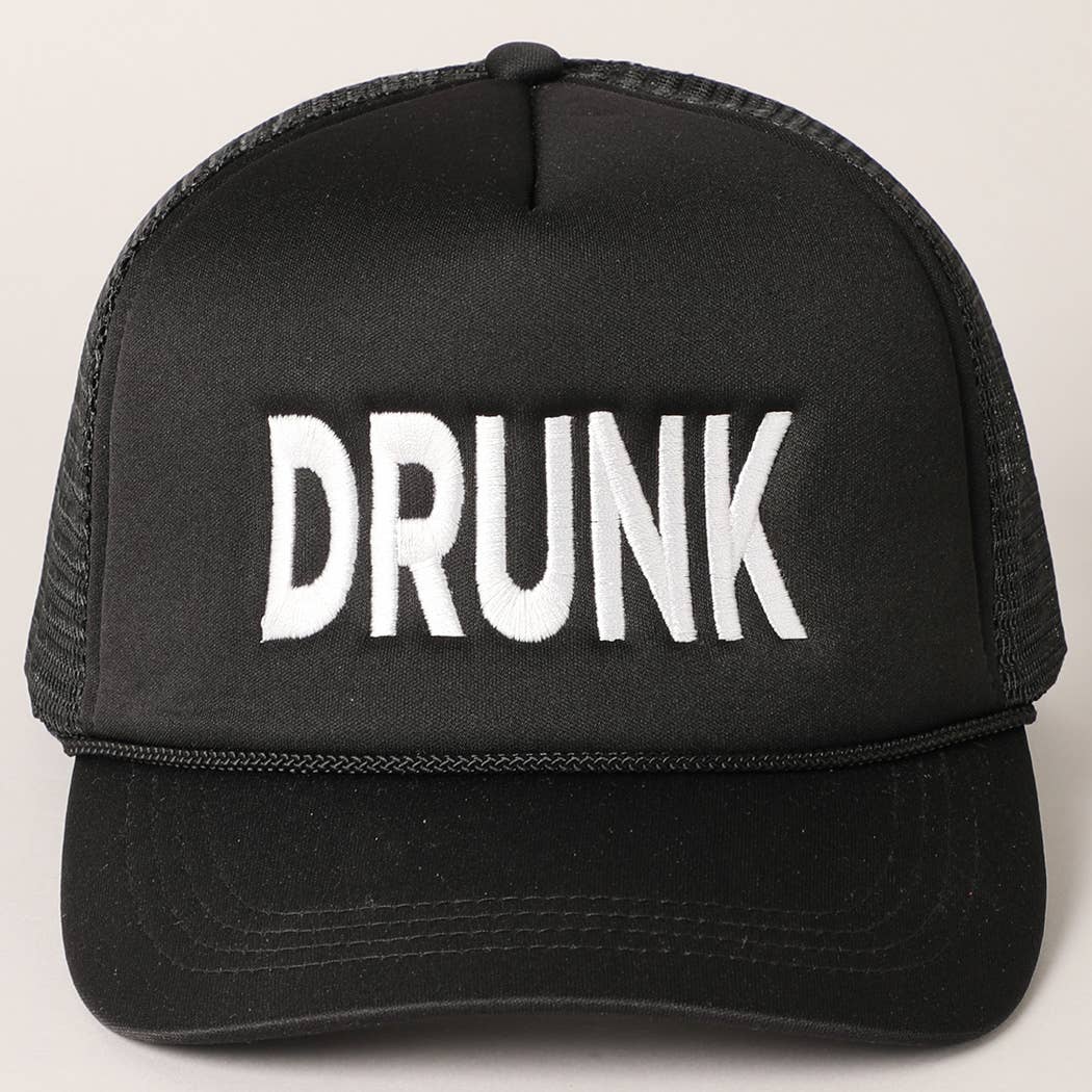 DRUNK Embroidered Mesh Back Trucker Cap