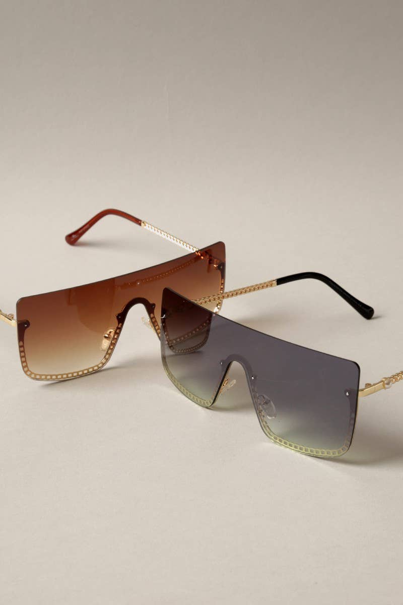 Women's Chain Rimless Frame Sunglasses