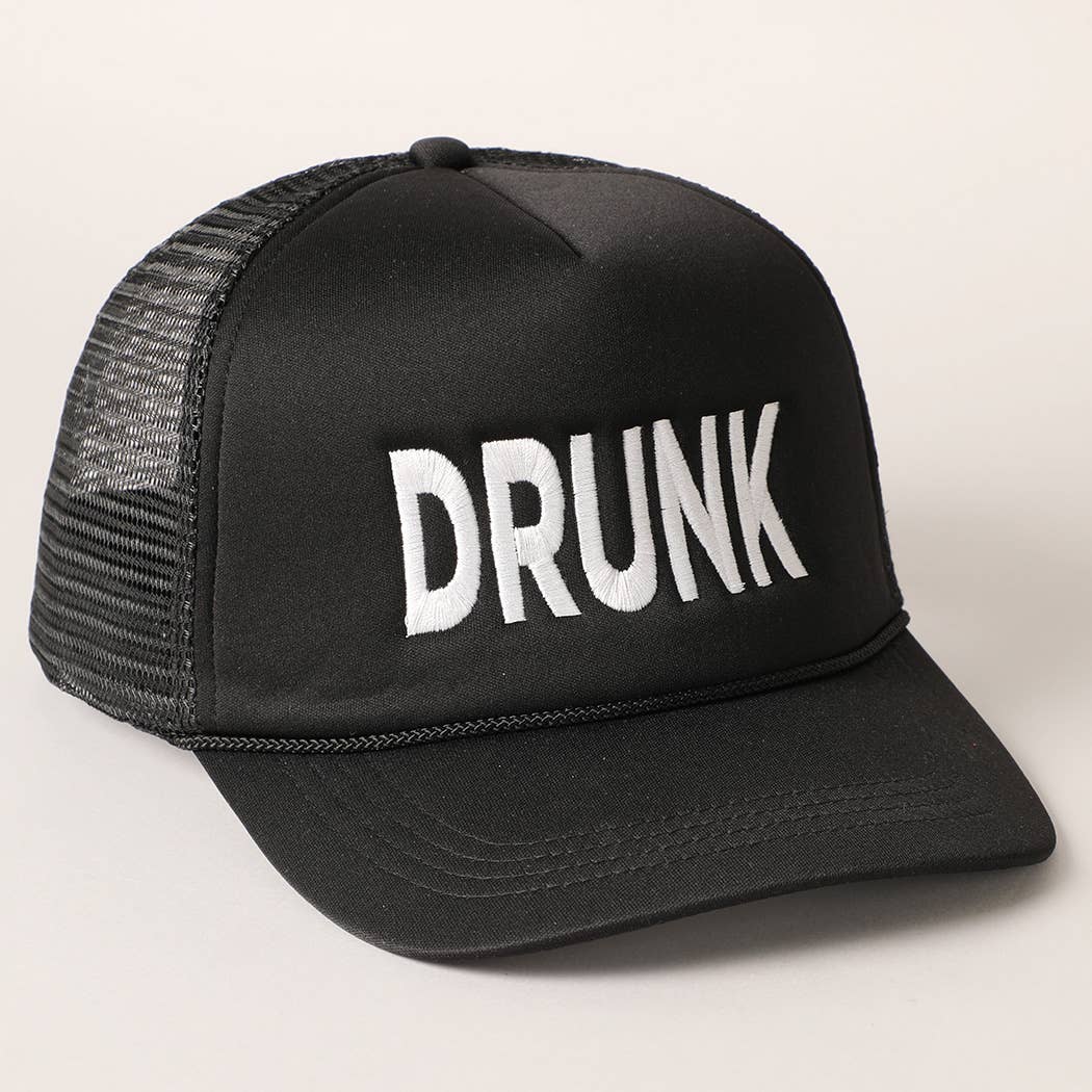 DRUNK Embroidered Mesh Back Trucker Cap
