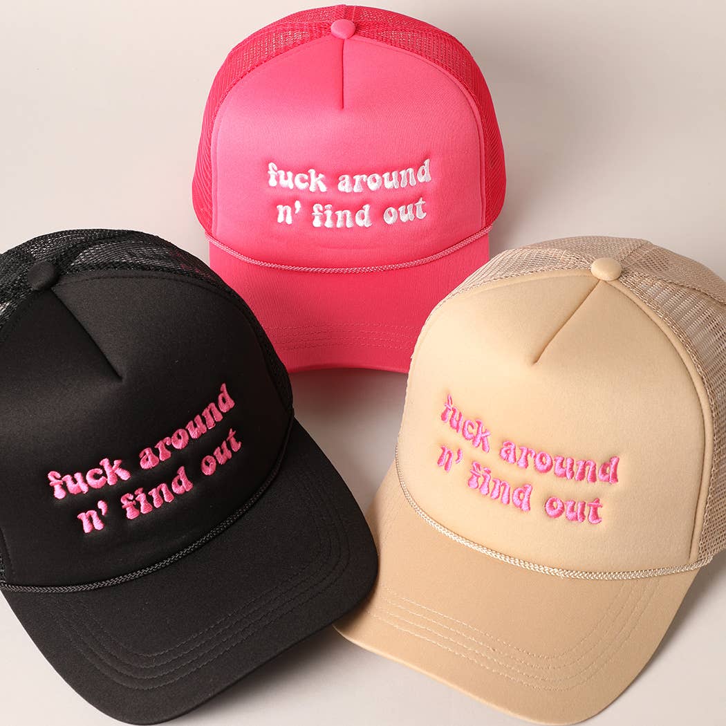Letter Typography Embroidered Mesh Back Trucker Hat