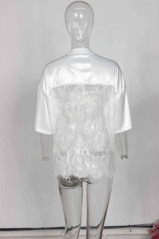 Rhinestone lace patchwork jersey