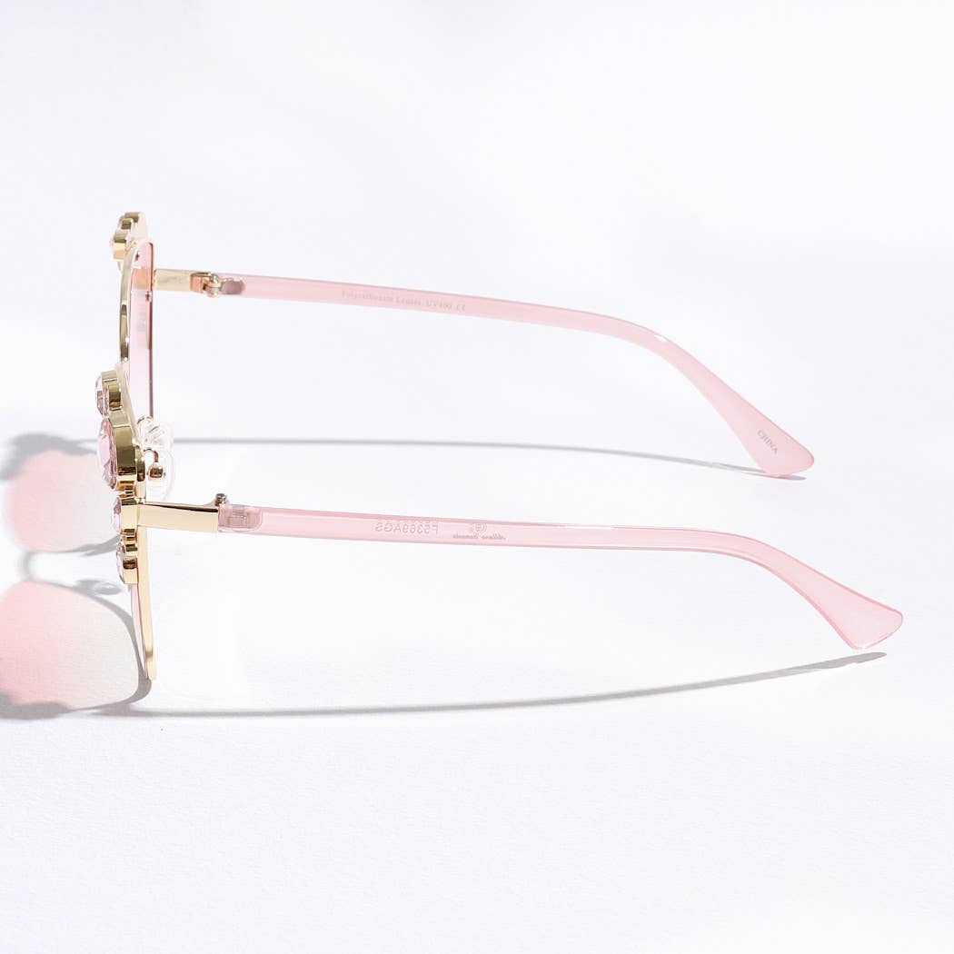 Color Tinted Lenses Rhinestone Deco Sunglasses