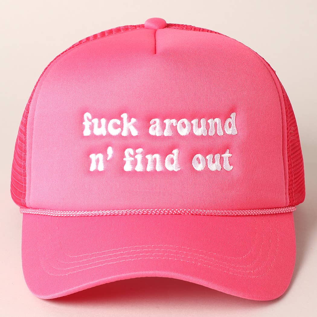 Letter Typography Embroidered Mesh Back Trucker Hat
