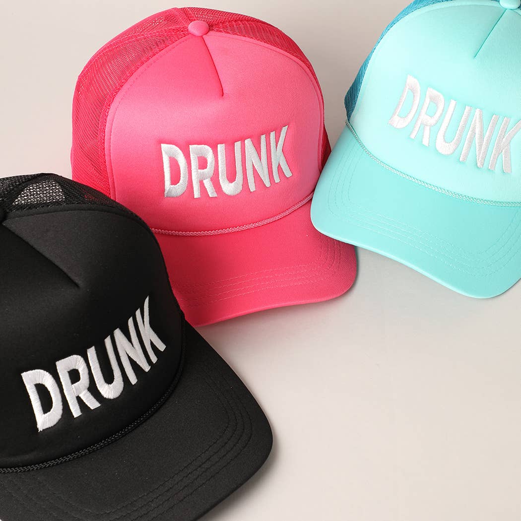 DRUNK Embroidered Mesh Back Trucker Cap