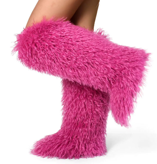 Fuschia Tall Fur Boot