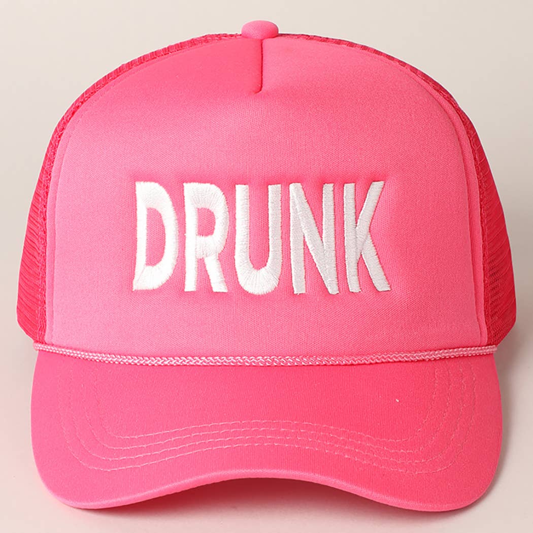 DRUNK Embroidered Mesh Back Trucker Cap