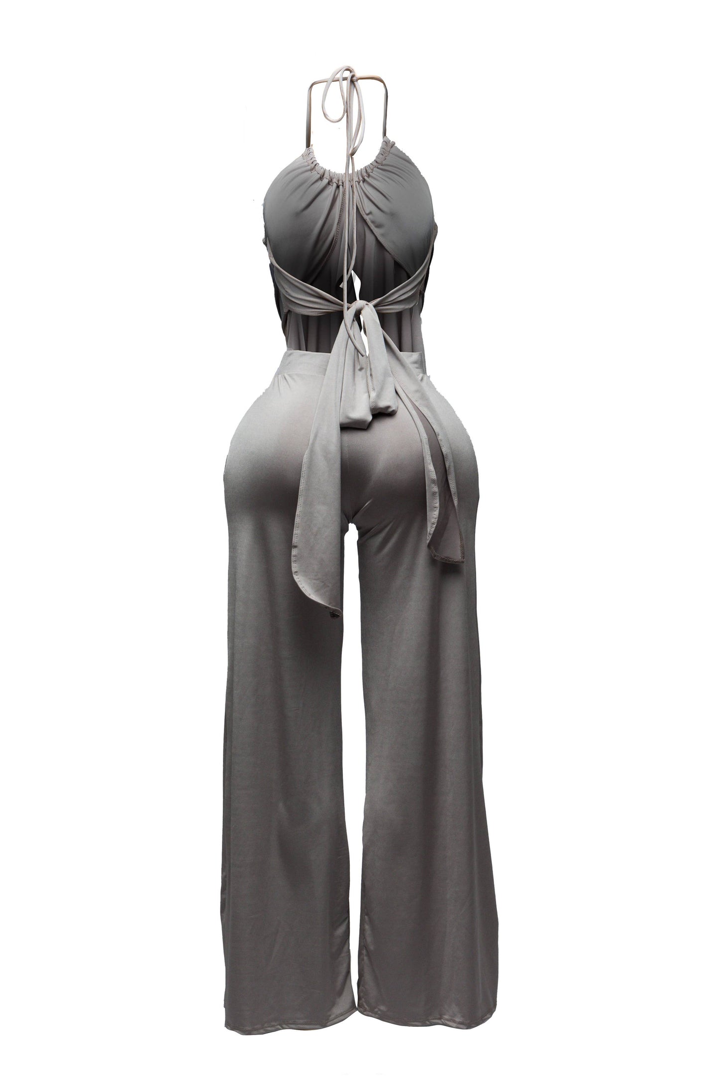 Ruffled top & pants set: TAUPE / M