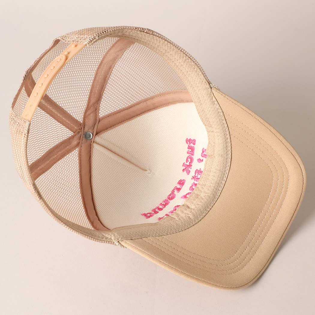 Letter Typography Embroidered Mesh Back Trucker Hat