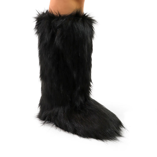 Black Mid Fur Boot