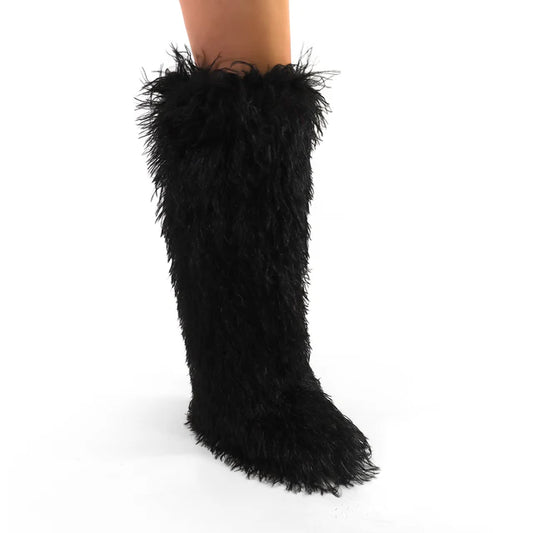 Black Tall Fur Boot