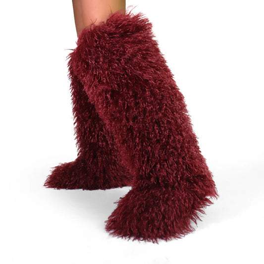 Burgundy Tall Fur Boot