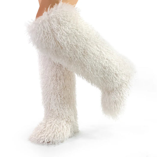 Off White Tall Fur Boot