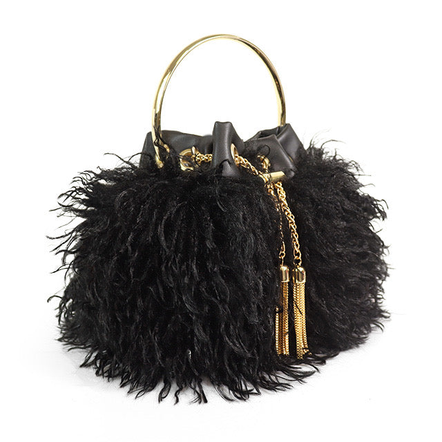 Furry Black Handbag