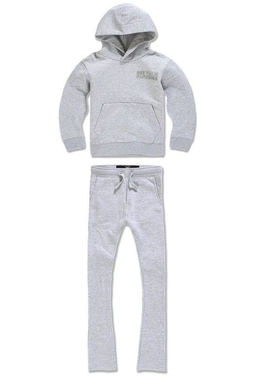 Grey Kids Hoodie Stacked Fleece