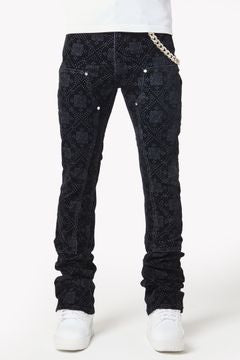 Guapi All Black Monogram Velour Denim