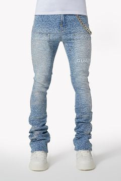 Guapi Aqua Blue Calligraphy Denim