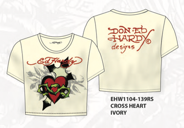 ED HARDY CROSS HEART BABY TEE