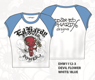 ED HARDY DEVIL FLOWER RAGLAN TEE