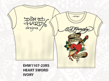 ED HARDY HEART SWORD CAP SLEEVE TEE