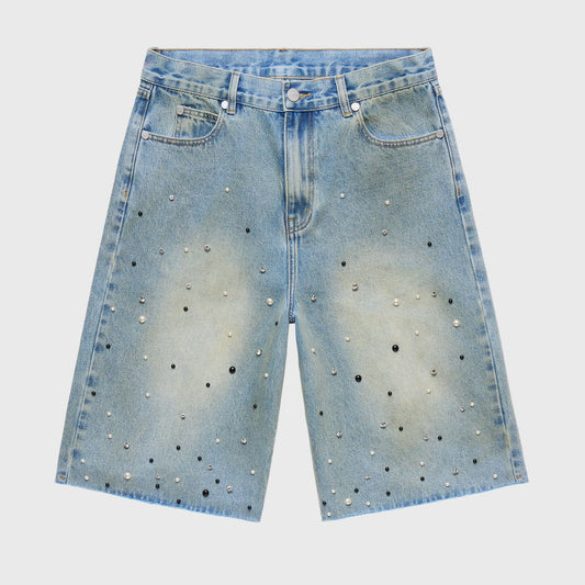 Rhinestone Jean Shorts Blue