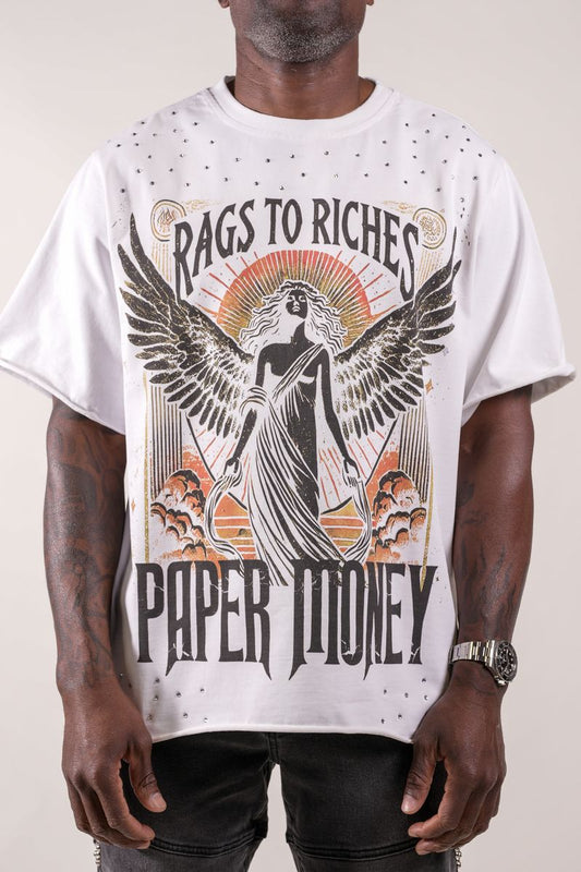 Fallen Angels tee with Rhinestones (White)