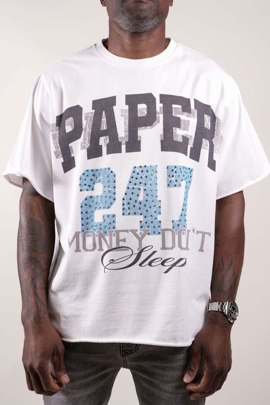 Paper Money 247 Tee with Rhinestones
