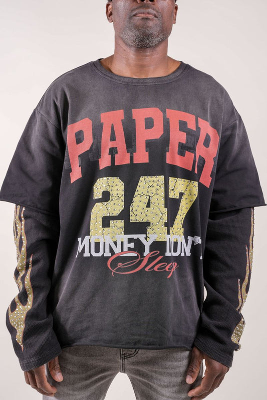 Paper Money 247 Layered Shirt With Rhinestones