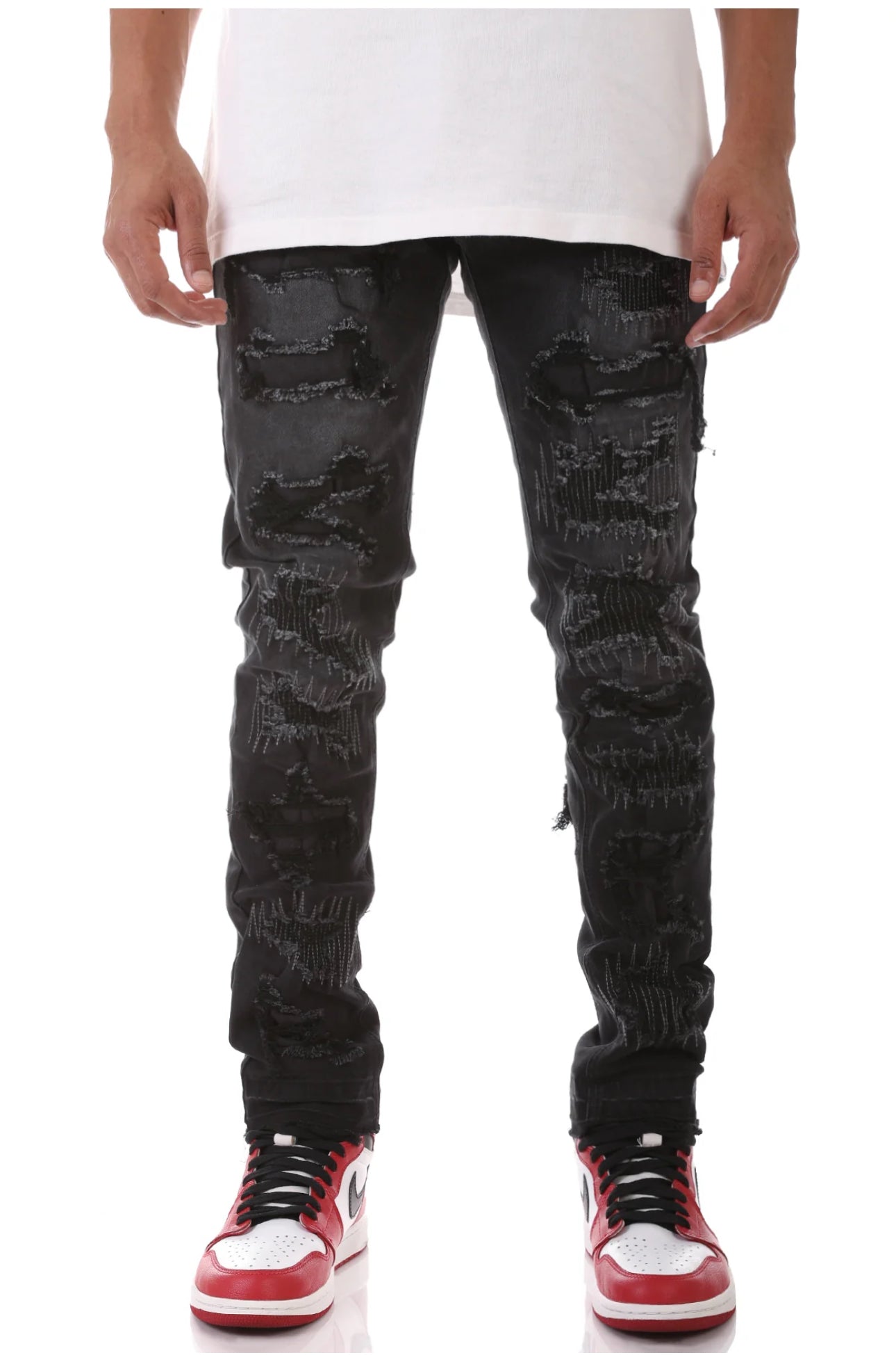 Jet Black Rip Jeans