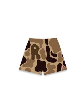 Red Letters Camo Mesh Shorts - Mud