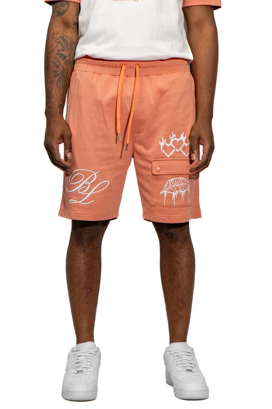 Black Leaf Salmon Shorts