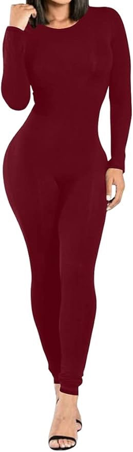 Burgundy Long Sleeve Catsuit
