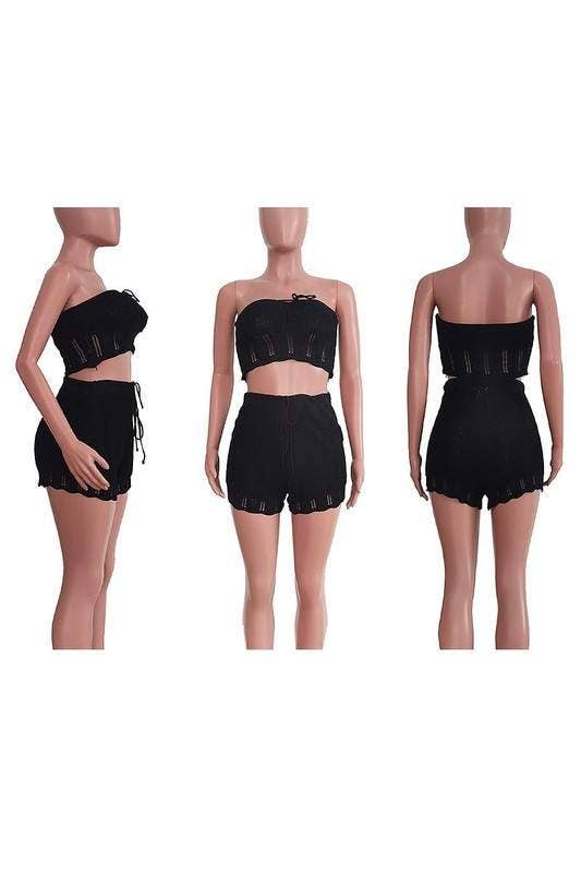 Crochet tube top and shorts set
