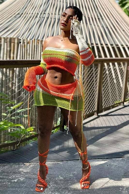 Crochet tube and skirt set