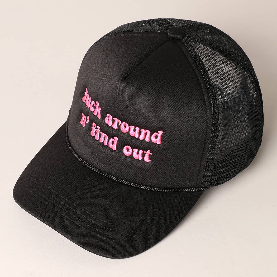 Letter Typography Embroidered Mesh Back Trucker Hat