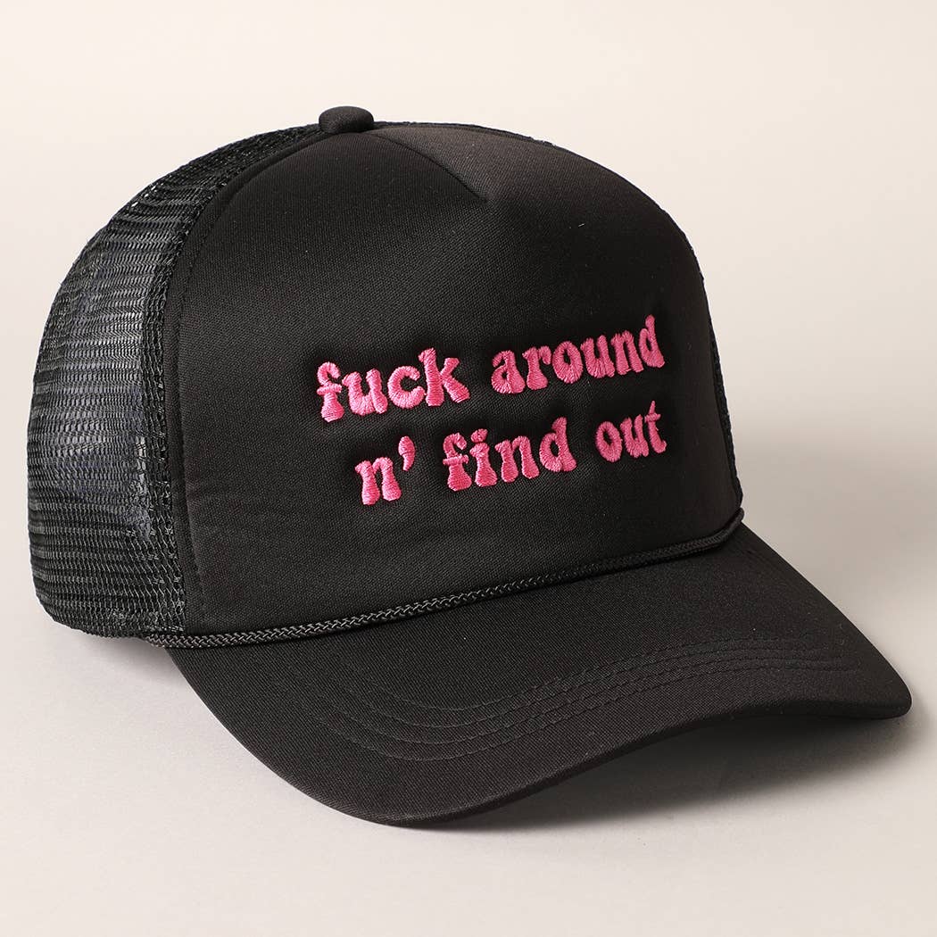 Letter Typography Embroidered Mesh Back Trucker Hat