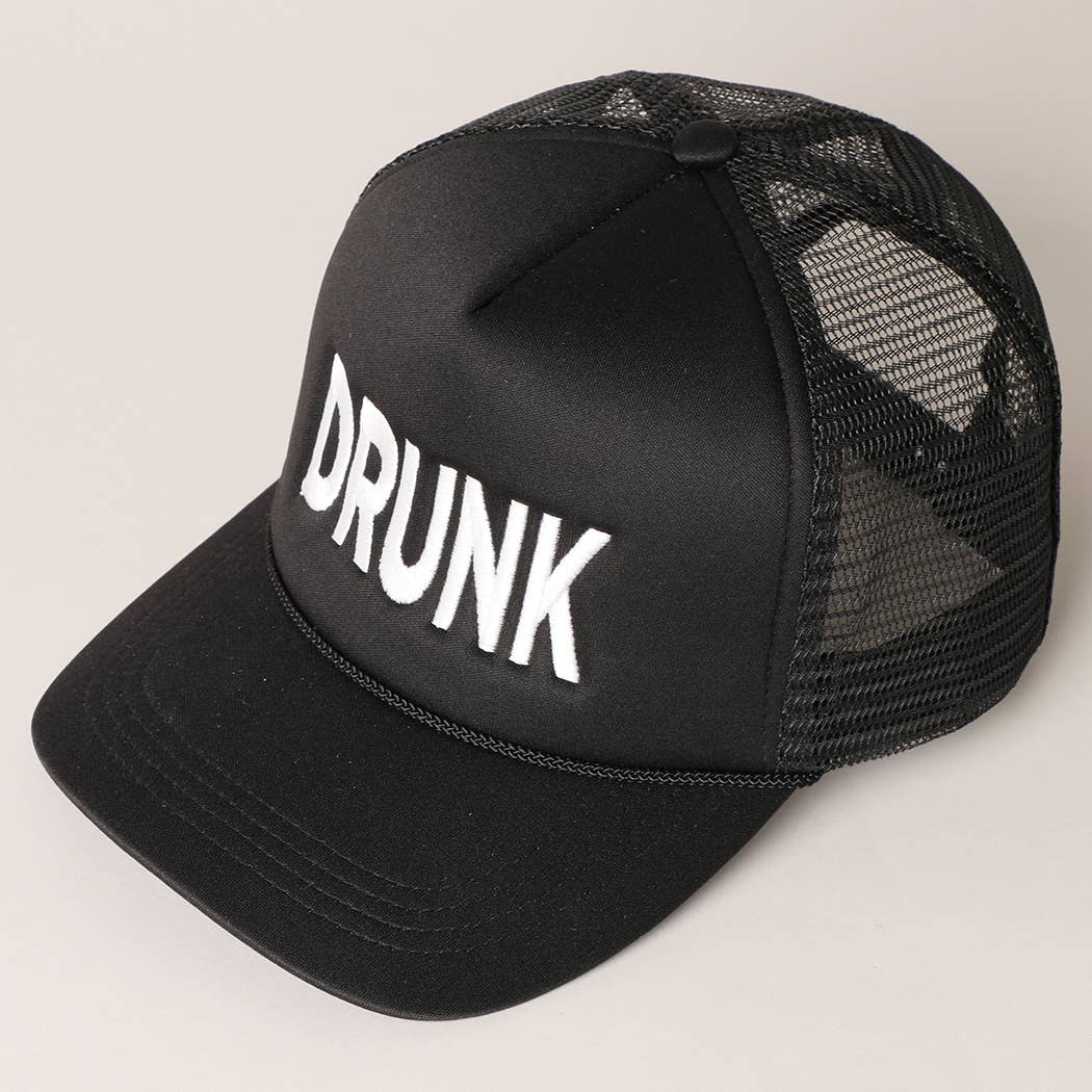 DRUNK Embroidered Mesh Back Trucker Cap