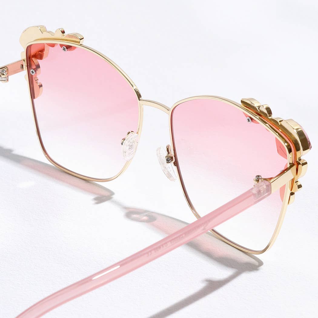 Color Tinted Lenses Rhinestone Deco Sunglasses