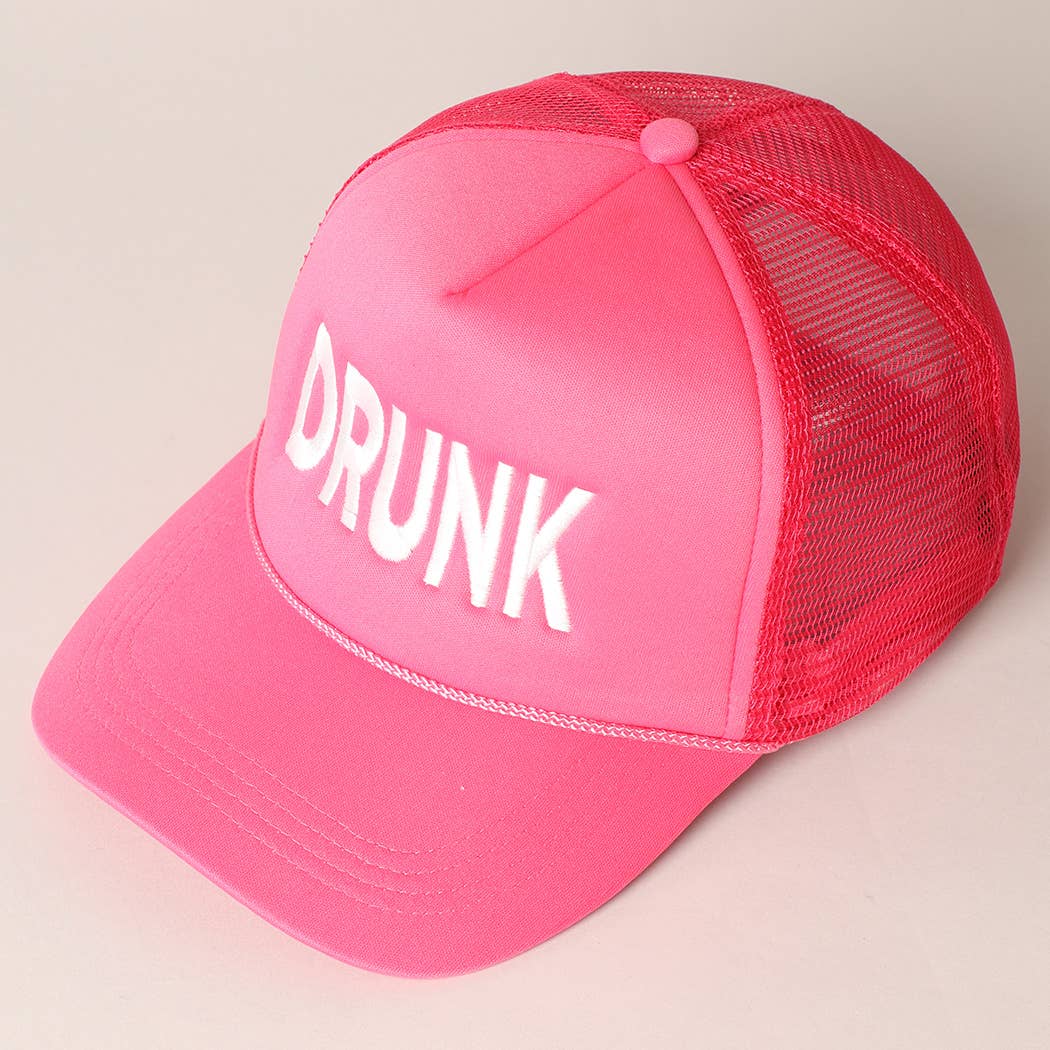 DRUNK Embroidered Mesh Back Trucker Cap