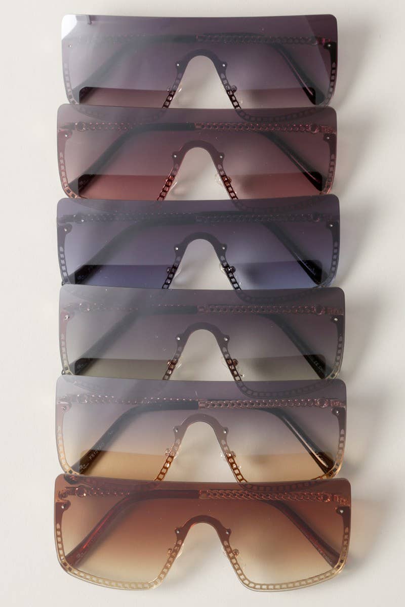 Women's Chain Rimless Frame Sunglasses