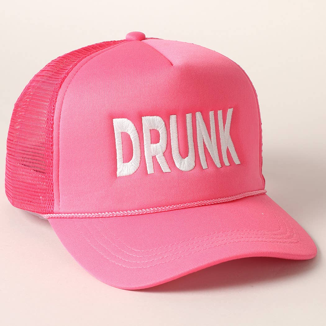 DRUNK Embroidered Mesh Back Trucker Cap