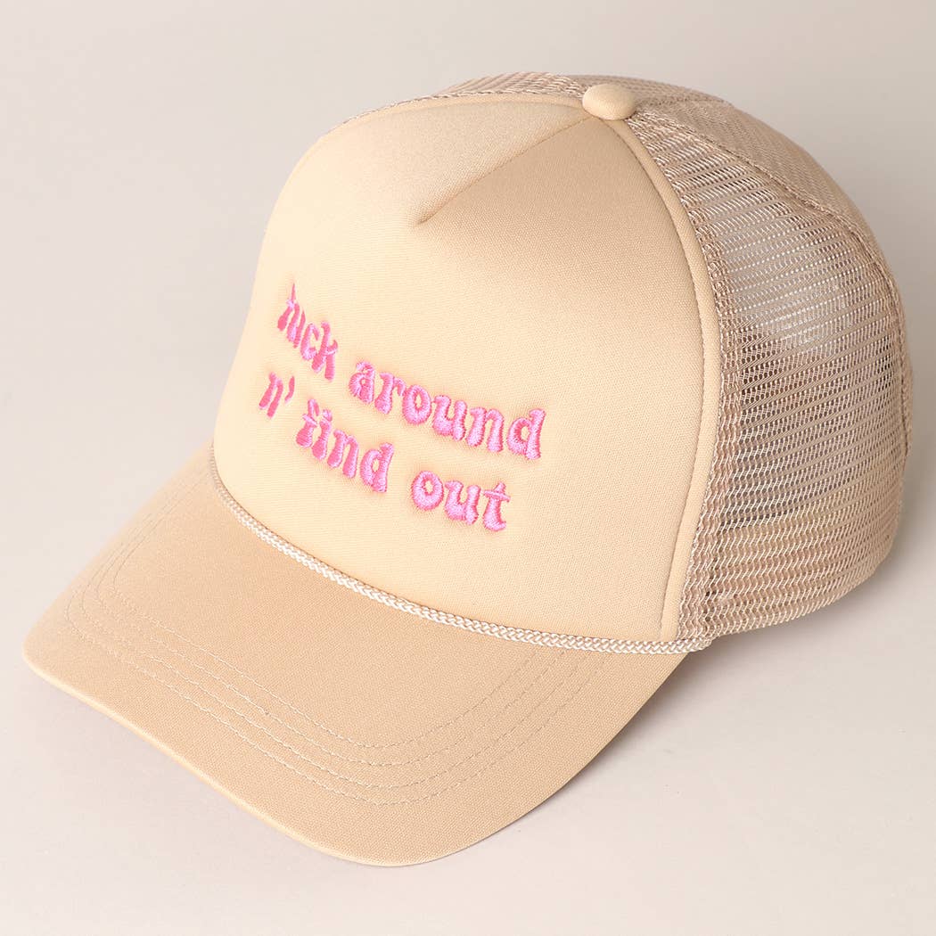 Letter Typography Embroidered Mesh Back Trucker Hat