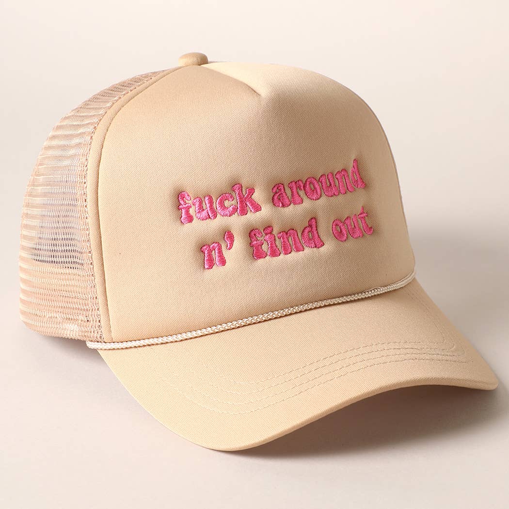 Letter Typography Embroidered Mesh Back Trucker Hat