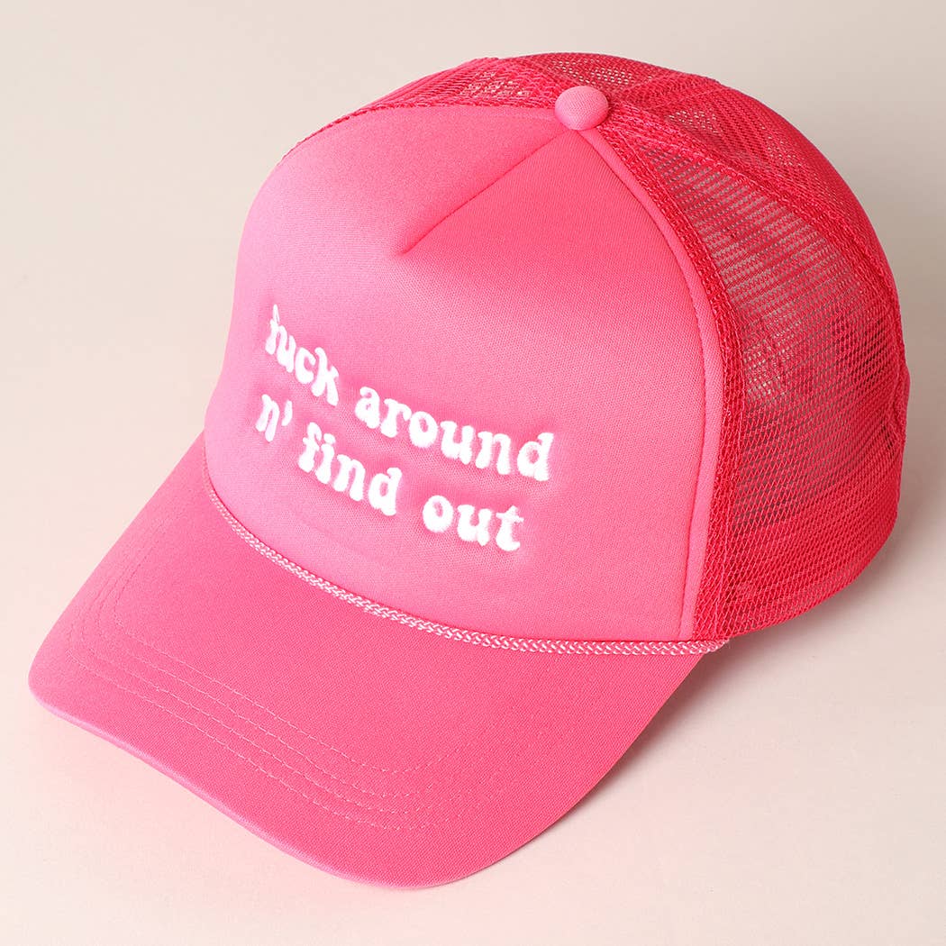 Letter Typography Embroidered Mesh Back Trucker Hat