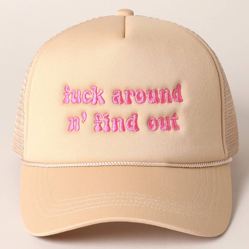 Letter Typography Embroidered Mesh Back Trucker Hat