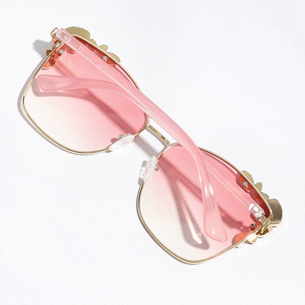 Color Tinted Lenses Rhinestone Deco Sunglasses
